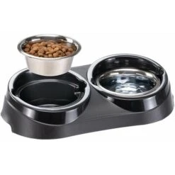 Ferplast DUO FEED Portaciotole In Plastica Con Ciotole In Acciaio. 3 Misure. Variante 01 - Misure: 38.5 X 20 X H 9 Cm - 1 L - Nero -Cibi per gatti Italia 10504198 3