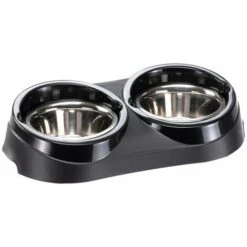 Ferplast DUO FEED Portaciotole In Plastica Con Ciotole In Acciaio. 3 Misure. Variante 01 - Misure: 38.5 X 20 X H 9 Cm - 1 L - Nero -Cibi per gatti Italia 10504198 4