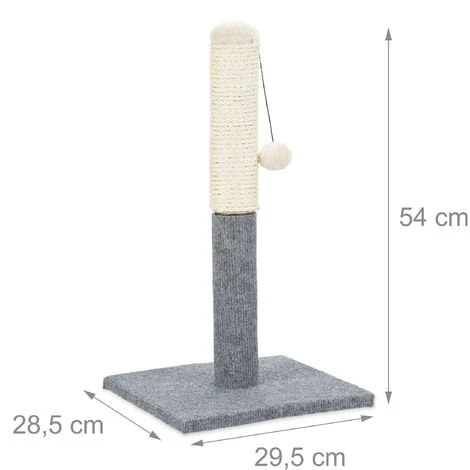 Relaxdays Tiragraffi A Colonna Per Gatti, Autoportante, Graffiatoio Con Tronco In Sisal & Pallina Per Giocare, Per Interni, 54 Cm, Grigio 6 Relaxdays Tiragraffi A Colonna Per Gatti, Autoportante, Graffiatoio Con Tronco In Sisal & Pallina Per Giocare, Per Interni, 54 Cm, Grigio - immagine 4