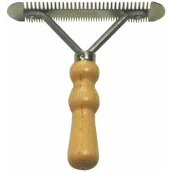 Record Pettine A Rastrello In Metallo Con Denti Medi E Larghi Con Manico In Legno Per Cani E Gatti