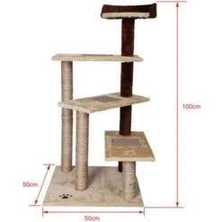 Albero Tiragraffi 100 Cm In Sisal Beige/marrone 3 Superfici Per Sdraiarsi 1 Piattaforma Panoramica -Cibi per gatti Italia 15477470 4