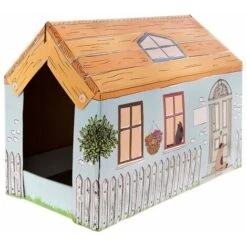 Ferribiella Casetta Tiragraffi A Forma Di Cottage In Cartone E Catnip Per Catti