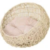 PawHut Letto Per Gatti In Rattan Con Cuscino In Lino E Cotone Beige Ф56 X 35 Cm -Cibi per gatti Italia 17374209 1