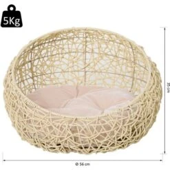 PawHut Letto Per Gatti In Rattan Con Cuscino In Lino E Cotone Beige Ф56 X 35 Cm 9 PawHut Letto Per Gatti In Rattan Con Cuscino In Lino E Cotone Beige Ф56 X 35 Cm -Cibi per gatti Italia 17374209 3