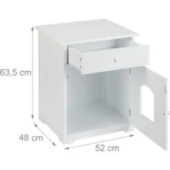 Relaxdays Mobiletto Lettiera Per Gatti, Con Cassetto, Modkat Litter Box, Armadietto Bagno, HLP 63,5 X 52 X 48 Cm, Bianco -Cibi per gatti Italia 17613196 4