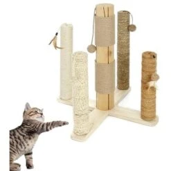 Tiragraffi Per Gatto Natura Cinque Alberi In Corda Sisal Natural Altezza 63 Cm