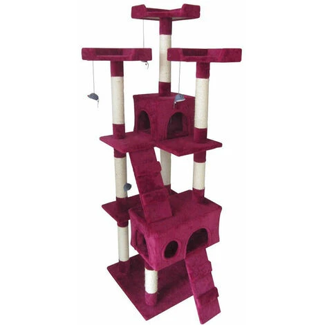 Tiragraffi Per Gatti Albero Sisal Parco Giochi Gatto Tira Graffi 170cm Rosso Vin 6 Tiragraffi Per Gatti Albero Sisal Parco Giochi Gatto Tira Graffi 170cm Rosso Vin - immagine 4