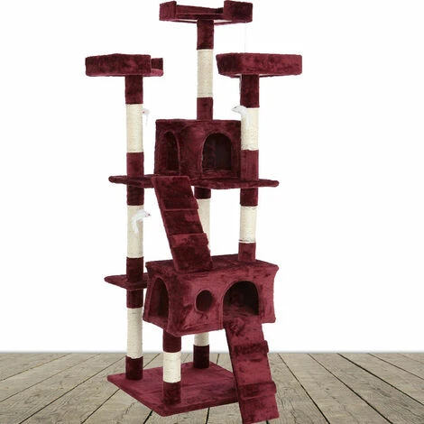 Tiragraffi Per Gatti Albero Sisal Parco Giochi Gatto Tira Graffi 170cm Rosso Vin 7 Tiragraffi Per Gatti Albero Sisal Parco Giochi Gatto Tira Graffi 170cm Rosso Vin - immagine 5
