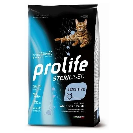 Prolife Sterilised Sensitive Per Gatti Adulti Da 400 Gr Pesce Bianco E Patate 3 Prolife Sterilised Sensitive Per Gatti Adulti Da 400 Gr Pesce Bianco E Patate