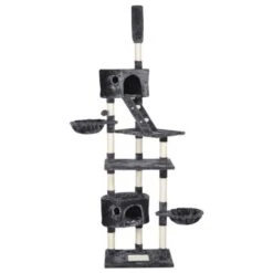 Yaheetech Albero Tiragraffi Per Gatti Adulti A Soffitto Grande Con Amaca E Sisal Graffiatoio Alto Per Gatto Altezza Regolabile Da 228 Cm A 255 Cm Grigio