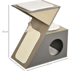 PawHut Cuccia Per Gatti Con Tiragraffi E Pallina In Corda Sisal E Legno MDF Grigio E Color Legno 9 PawHut Cuccia Per Gatti Con Tiragraffi E Pallina In Corda Sisal E Legno MDF Grigio E Color Legno -Cibi per gatti Italia 20492730 3