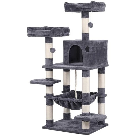 Yaheetech Tiragraffi Albero Per Gatti Adulti Con Giocchi Per Gatto 61 X 51 X 147 Cm 2 Palline Amaca Cuccia Graffiatoio In Corda Sisal Naturale Grigio Scuro 3 Yaheetech Tiragraffi Albero Per Gatti Adulti Con Giocchi Per Gatto 61 X 51 X 147 Cm 2 Palline Amaca Cuccia Graffiatoio In Corda Sisal Naturale Grigio Scuro