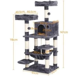 Yaheetech Tiragraffi Albero Per Gatti Adulti Con Giocchi Per Gatto 61 X 51 X 147 Cm 2 Palline Amaca Cuccia Graffiatoio In Corda Sisal Naturale Grigio Scuro 11 Yaheetech Tiragraffi Albero Per Gatti Adulti Con Giocchi Per Gatto 61 X 51 X 147 Cm 2 Palline Amaca Cuccia Graffiatoio In Corda Sisal Naturale Grigio Scuro -Cibi per gatti Italia 23148318 5