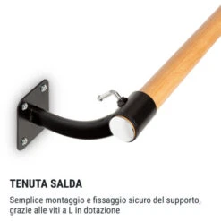 Klarfit Barre Mur Sbarra Da Danza 110 Cm Trave 33 Mm Ø Montaggio A Parete Nero -Cibi per gatti Italia 23627391 3
