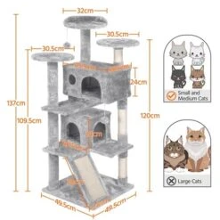 Yaheetech Albero Tiragraffi Per Gatti Graffiatoio Per Gatti In Sisal Gicattolo Per Gatto Alto 137 Cm Grigio Chiaro -Cibi per gatti Italia 24114276 3