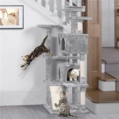 Yaheetech Albero Tiragraffi Per Gatti Graffiatoio Per Gatti In Sisal Gicattolo Per Gatto Alto 137 Cm Grigio Chiaro -Cibi per gatti Italia 24114276 5