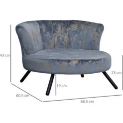 PawHut Divano Per Cani Di Piccola Taglia E Gatti Cuccia Di Lusso In Velluto Blu E Oro -Cibi per gatti Italia 24199435 3