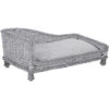 PawHut Chaise Longue Cuccia Per Animali Domestici In Vimini Con Cuscino Grigio -Cibi per gatti Italia 24692385 1