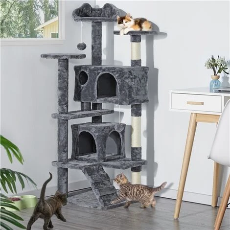 Yaheetech Tiragraffi Per Gatti Albero Tira Graffi Graffiatoio Sisal Naturale Giocattolo Giochi Gatto Elegante Con 2 Palle Antiribaltamento Grigio Scuro 4 Yaheetech Tiragraffi Per Gatti Albero Tira Graffi Graffiatoio Sisal Naturale Giocattolo Giochi Gatto Elegante Con 2 Palle Antiribaltamento Grigio Scuro - immagine 2