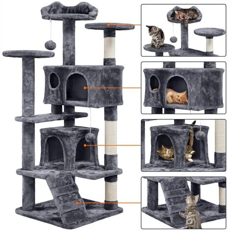 Yaheetech Tiragraffi Per Gatti Albero Tira Graffi Graffiatoio Sisal Naturale Giocattolo Giochi Gatto Elegante Con 2 Palle Antiribaltamento Grigio Scuro 6 Yaheetech Tiragraffi Per Gatti Albero Tira Graffi Graffiatoio Sisal Naturale Giocattolo Giochi Gatto Elegante Con 2 Palle Antiribaltamento Grigio Scuro - immagine 4