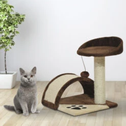 PawHut Albero Per Gatto, Marrone, 36x36x44cm -Cibi per gatti Italia 26423118 2