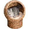 PawHut Letto Per Gatti In Vimini Con Cuscino In Cotone Marrone E Bianco 42 X 33 X 52 Cm -Cibi per gatti Italia 26425203 1