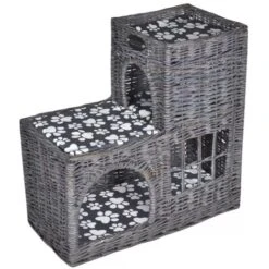 Hommoo Casetta/Lettino/Castello/Albero Tiragraffi In Salice E Cuscino VD06538