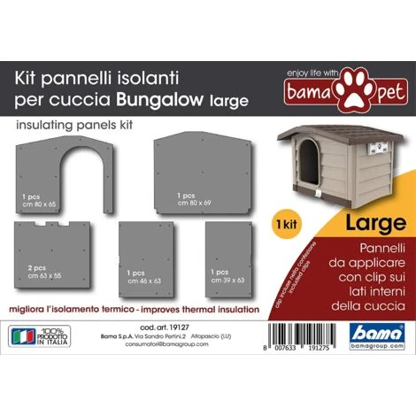 Bama Kit Pannello Pannelli Isolanti Per Cuccia Bungalow Large Isolamento Termico 5 Bama Kit Pannello Pannelli Isolanti Per Cuccia Bungalow Large Isolamento Termico - immagine 3