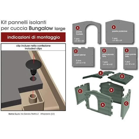 Bama Kit Pannello Pannelli Isolanti Per Cuccia Bungalow Large Isolamento Termico 6 Bama Kit Pannello Pannelli Isolanti Per Cuccia Bungalow Large Isolamento Termico - immagine 4