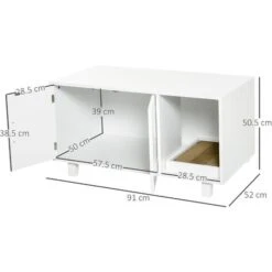 PawHut Mobile Per Lettiera Gatti In Legno, 2 Ante E Apertura Laterale Con Tiragraffi -Cibi per gatti Italia 28384578 3