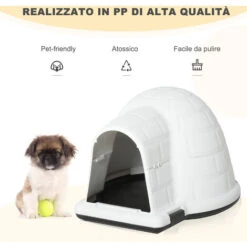 PawHut Cuccia Da Esterno Per Cani Di Taglia Piccola A Forma Di Igloo Con Porta -Cibi per gatti Italia 28384739 5