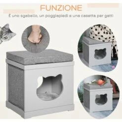 PawHut Cuccia Per Gatti In Legno Con 2 Cuscini E Tiragraffi Rimovibili, Grigio 10 PawHut Cuccia Per Gatti In Legno Con 2 Cuscini E Tiragraffi Rimovibili, Grigio -Cibi per gatti Italia 28614358 4
