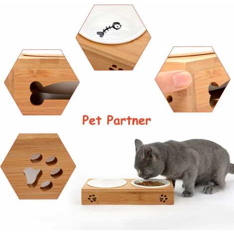 Ciotola Per Gatti In Ceramica, Ciotola Per Gatti In Bambù Ciotola Gatti Anti Glutton Ciotola Doppia Per Gatti Ciotola Per Gatti 7 Ciotola Per Gatti In Ceramica, Ciotola Per Gatti In Bambù Ciotola Gatti Anti Glutton Ciotola Doppia Per Gatti Ciotola Per Gatti - immagine 5