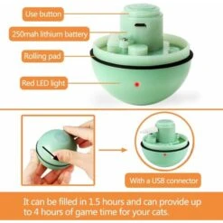 Gioco Interattivo Per Gatti Sfera Girevole A 360 Gradi Ricarica USB Giocattolo Per Esercizi A LED Sfere Interattive Rotanti Automatiche Per Kitty E Kitty Per Divertirsi (verde) -Cibi per gatti Italia 30854339 3