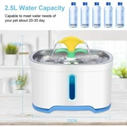 Fontana Per Gatti, Spegnimento Automatico Intelligente Da 84 Once / 2,5 Litri, Erogatore Di Acqua Per Cani Con Fontana Per Gatti Per Gatti, Cani, Animali Domestici Multipli -Cibi per gatti Italia 32061160 5