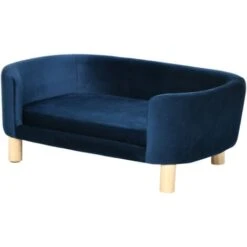 PawHut Cuccia Da Interni, Divano Per Gatti O Cani Di Taglia Piccola E Media In Velluto Blu