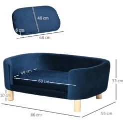 PawHut Cuccia Da Interni, Divano Per Gatti O Cani Di Taglia Piccola E Media In Velluto Blu -Cibi per gatti Italia 32175610 3