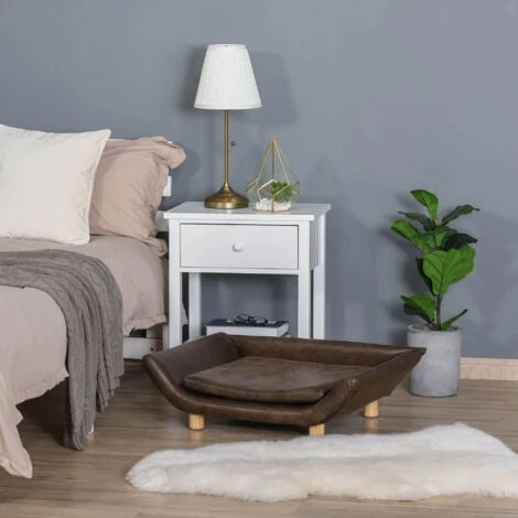 PawHut Cuccia Per Gatti E Cani A Divanetto Imbottito Con Cuscino Marrone Scuro 4 PawHut Cuccia Per Gatti E Cani A Divanetto Imbottito Con Cuscino Marrone Scuro - immagine 2