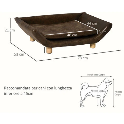 PawHut Cuccia Per Gatti E Cani A Divanetto Imbottito Con Cuscino Marrone Scuro 5 PawHut Cuccia Per Gatti E Cani A Divanetto Imbottito Con Cuscino Marrone Scuro - immagine 3