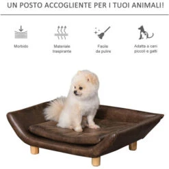 PawHut Cuccia Per Gatti E Cani A Divanetto Imbottito Con Cuscino Marrone Scuro 10 PawHut Cuccia Per Gatti E Cani A Divanetto Imbottito Con Cuscino Marrone Scuro -Cibi per gatti Italia 32175668 4