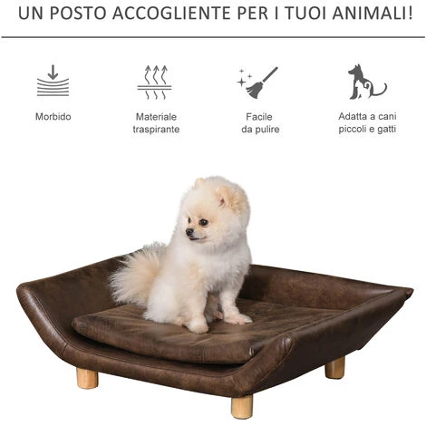 PawHut Cuccia Per Gatti E Cani A Divanetto Imbottito Con Cuscino Marrone Scuro 6 PawHut Cuccia Per Gatti E Cani A Divanetto Imbottito Con Cuscino Marrone Scuro - immagine 4