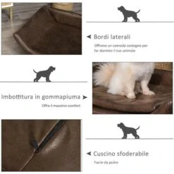 PawHut Cuccia Per Gatti E Cani A Divanetto Imbottito Con Cuscino Marrone Scuro 11 PawHut Cuccia Per Gatti E Cani A Divanetto Imbottito Con Cuscino Marrone Scuro -Cibi per gatti Italia 32175668 5