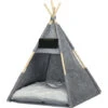 PawHut Tenda Cuccia Per Gatti O Cani Piccoli Da Interno, Teepee In Feltro Grigio, 58x58x80cm