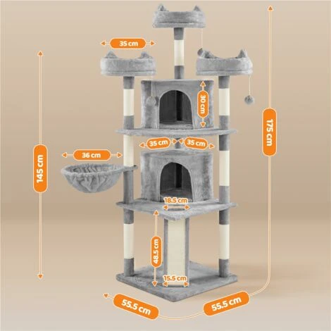 Yaheetech Tiragraffi Albero Per Gatti Adulti Alto 174cm Gattini In Corda Sisal Graffiatoio Con 3 Palle 174cm Chiaro Grigio 5 Yaheetech Tiragraffi Albero Per Gatti Adulti Alto 174cm Gattini In Corda Sisal Graffiatoio Con 3 Palle 174cm Chiaro Grigio - immagine 3