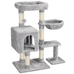 Yaheetech Albero Tiragraffi Per Gatti Gattini In Corda Sisal Graffiatoio Con Palla 80 X 39,5 X 96 Cm Chiaro Grigio