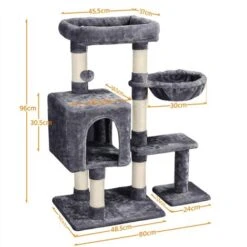 Yaheetech Albero Tiragraffi Per Gatti Gattini In Corda Sisal Graffiatoio Con Palla 80 X 39,5 X 96 Cm Scuro Grigio -Cibi per gatti Italia 36204958 3
