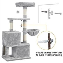 Yaheetech Albero Tiragraffi Per Gatti Graffiatoio In Sisal Giocattolo Per Gattini 59,5 X 39,5 X 136 Cm Grigio Chiaro -Cibi per gatti Italia 36259454 4