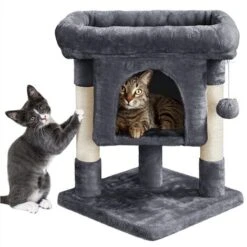 Yaheetech Tiragraffi Albero Per Gatti Con Posatoio Grande Graffiatoio Per Gatti 40,5 X 40,5 X 59 Cm Scuro Grigio