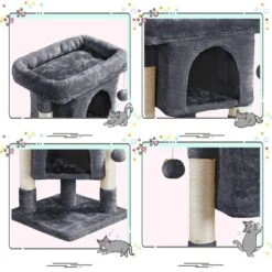 Yaheetech Tiragraffi Albero Per Gatti Con Posatoio Grande Graffiatoio Per Gatti 40,5 X 40,5 X 59 Cm Scuro Grigio 9 Yaheetech Tiragraffi Albero Per Gatti Con Posatoio Grande Graffiatoio Per Gatti 40,5 X 40,5 X 59 Cm Scuro Grigio -Cibi per gatti Italia 36320210 3