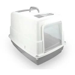 Toilette Per Gatti HEIDI Chiusa Porta Basculante Carboni Attivi 54x39x39cm 10580 Colore: Grigio